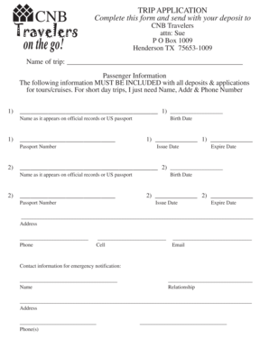 CNB Trip Application Form