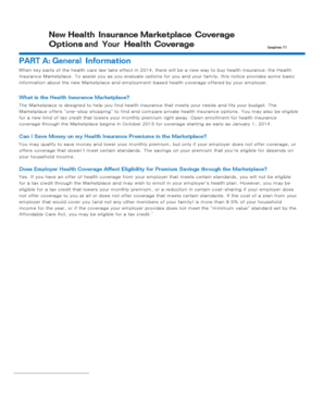 Health Insurance Marketplace Coverage Options Notice