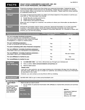 Consumers Bancorp Privacy Notice