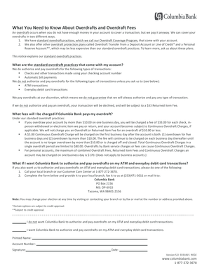 Columbia Bank Overdraft Notice