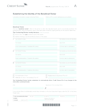Form A - Beneficial Owner Identification