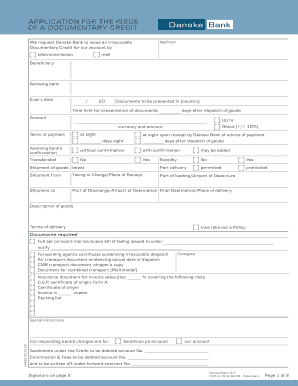 Application for Documentary Credit