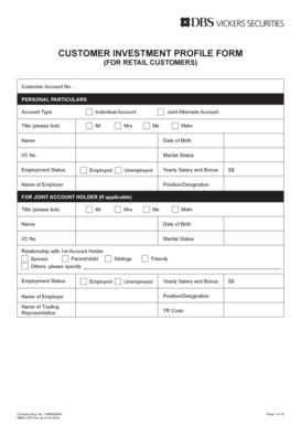 Customer Investment Profile Form