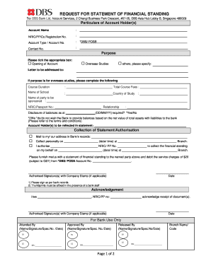 Request for Statement of Financial Standing