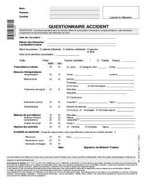 QUESTIONNAIRE ACCIDENT