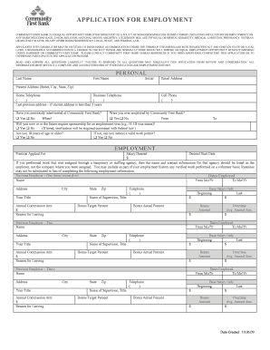 Community First Bank Employment Application