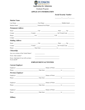 Graduate Program Application Form