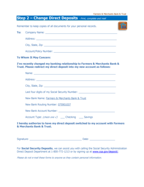 Direct Deposit Change Form