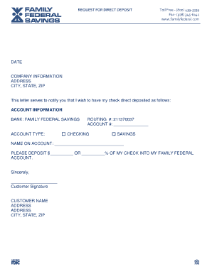 Request for Direct Deposit Form