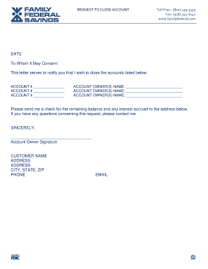 Account Closure Request Letter