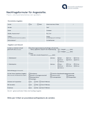 Nachfrageformular für Angestellte