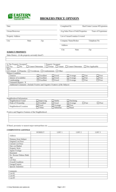 Broker Price Opinion Form