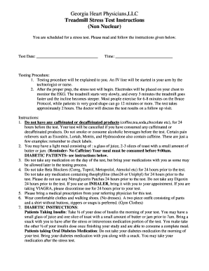 Treadmill Stress Test Instructions