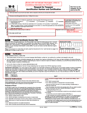 IRS Form W-9 Request for Taxpayer Identification Number and Certification