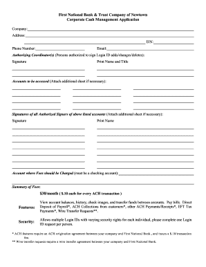 Corporate Cash Management Application