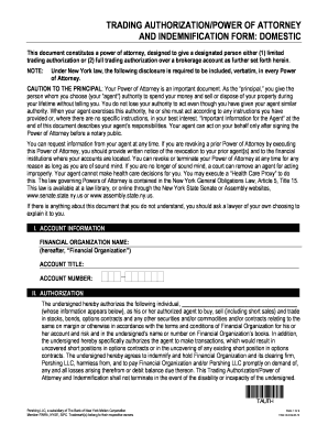 Trading Authorization Power of Attorney Form