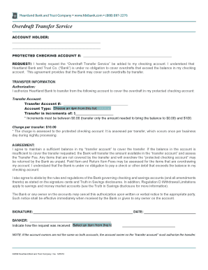 Heartland Bank Overdraft Transfer Service Agreement