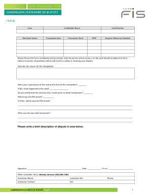 Cardholder Statement of Dispute