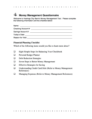 Money Management Questionnaire