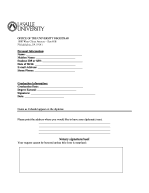 University Diploma Request Form