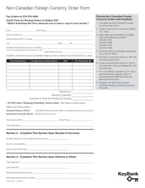 Non-Canadian Foreign Currency Order Form