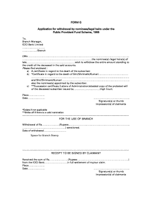 Form G - PPF Withdrawal Application