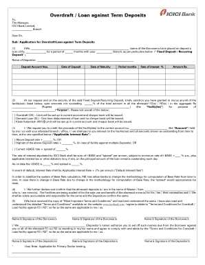 Overdraft Loan Application against Term Deposits