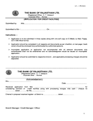 Application for Credit Facilities