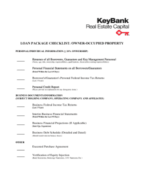 Loan Package Checklist