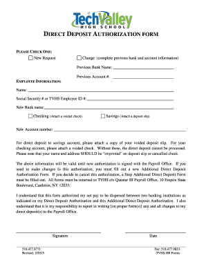 Direct Deposit Authorization Form