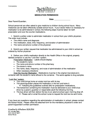 School Medication Permission Form