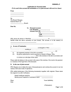 Deceased Account Claim Form