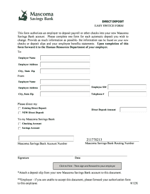 Direct Deposit Authorization Form
