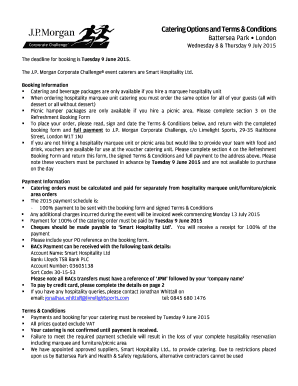 J.P. Morgan Corporate Challenge Catering Booking Form