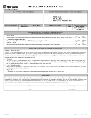 HSA Rollover Certification Form