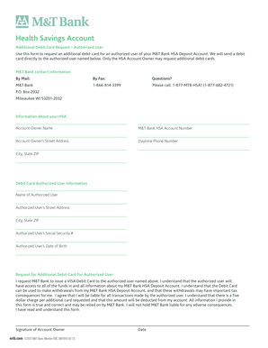 M&T Bank HSA Debit Card Request Form