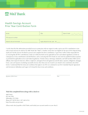 Health Savings Account Prior Year Contribution Form