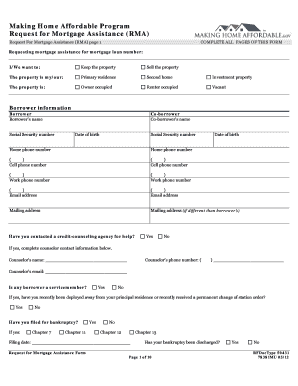 Request for Mortgage Assistance Form