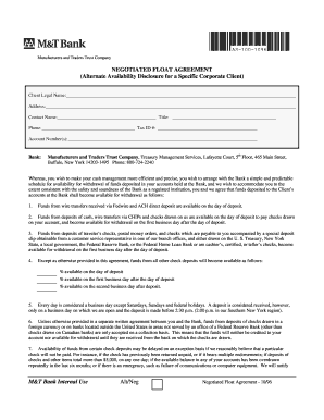 Negotiated Float Agreement