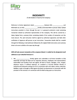 MCB Bank Indemnity Form