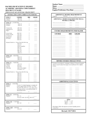 Bachelor of Science Degree Checksheet