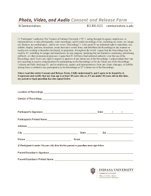 Indiana University Media Consent and Release Form