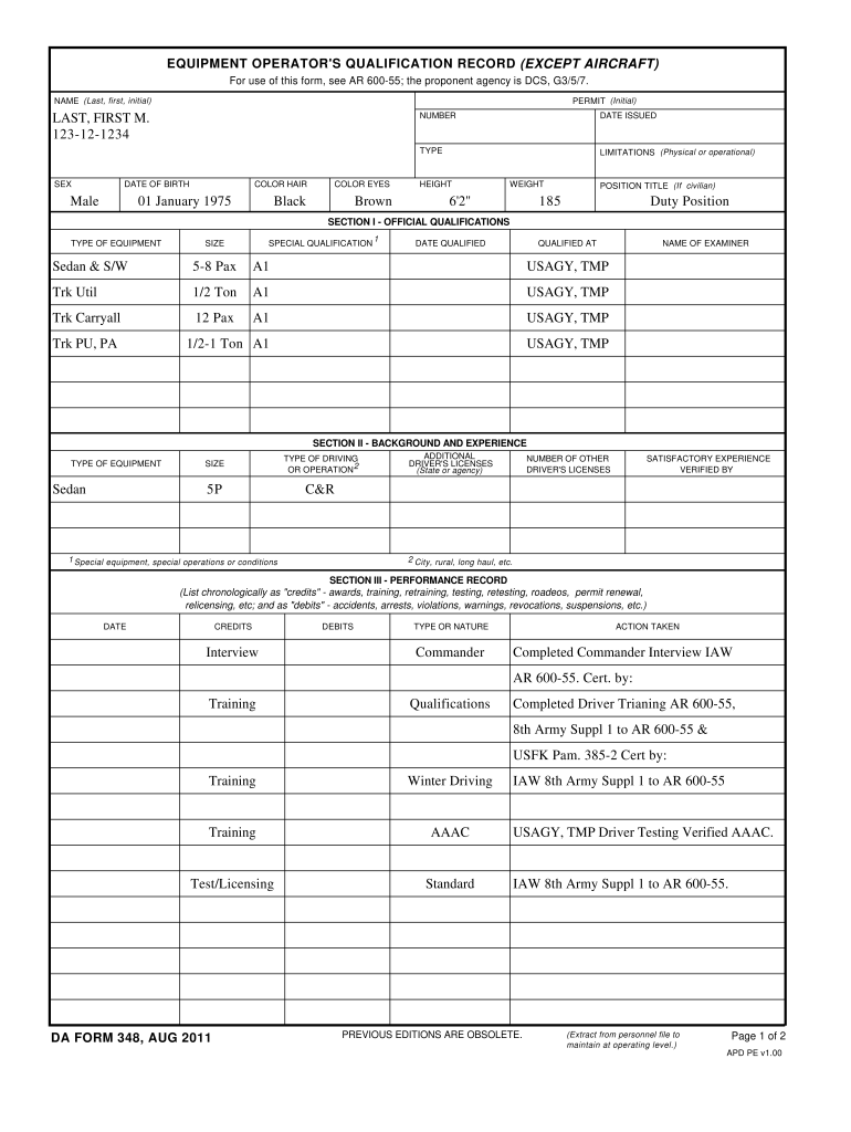 Da form 348: Fill out & sign online | DocHub