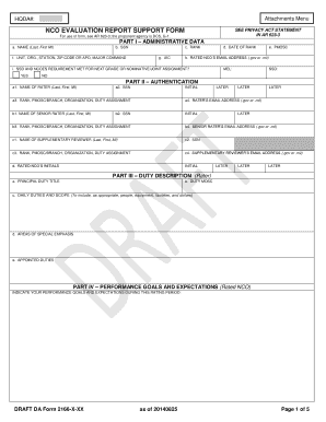 NCO Evaluation Report Support Form