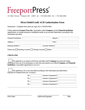 Direct Debit/Credit ACH Authorization Form