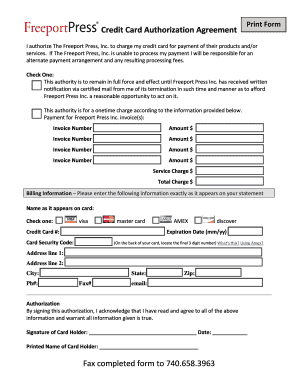 Credit Card Authorization Agreement