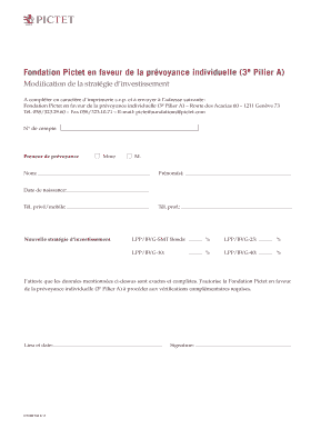 Fondation Pictet en faveur de la prévoyance individuelle (3e Pilier A) Modification de la stratégie d’investissement