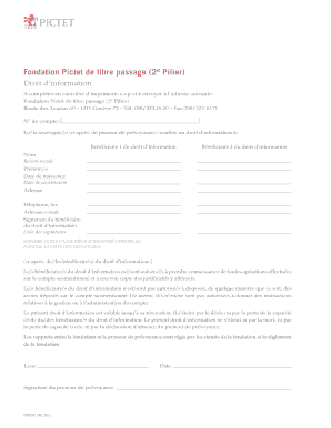 Fondation Pictet de libre passage (2e Pilier) Droit d’information