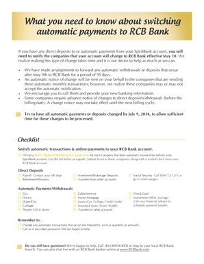 Switching Automatic Payments to RCB Bank
