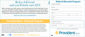 Provident Bank Refer-A-Friend Rewards Program